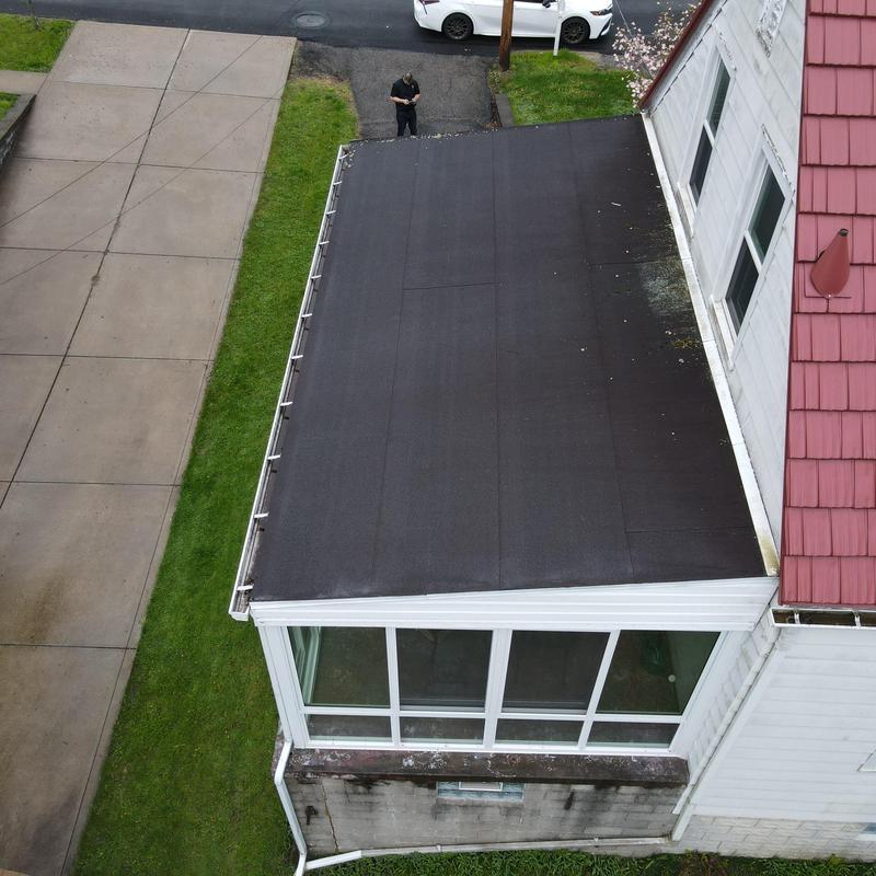 Flat roof membrane on home extension in Pittsburgh