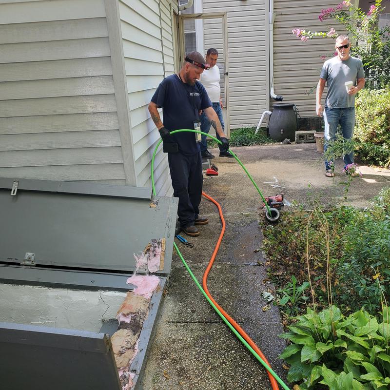Main sewer drain hydro jetting with camera inspection