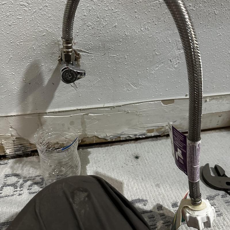 SharkBite angle stop valve with braided supply line