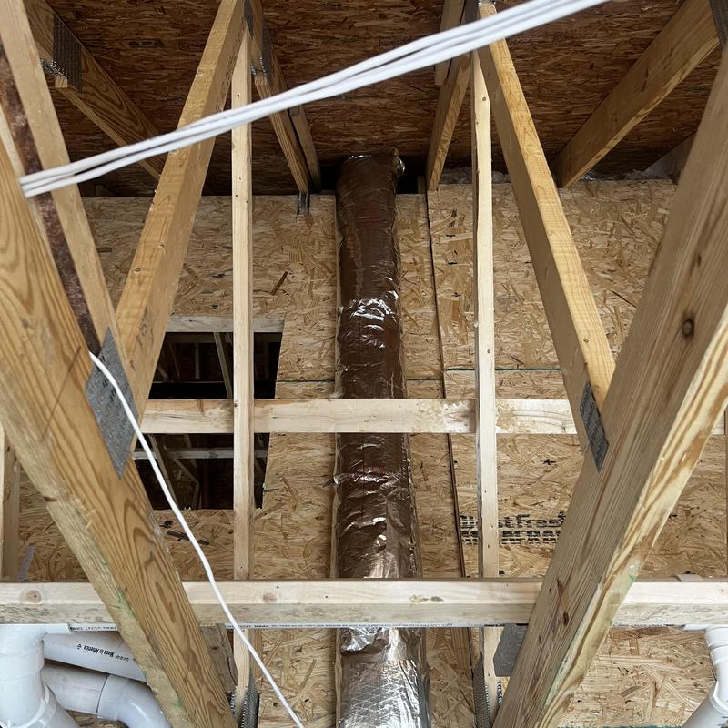 Duct system installation in attic framing space