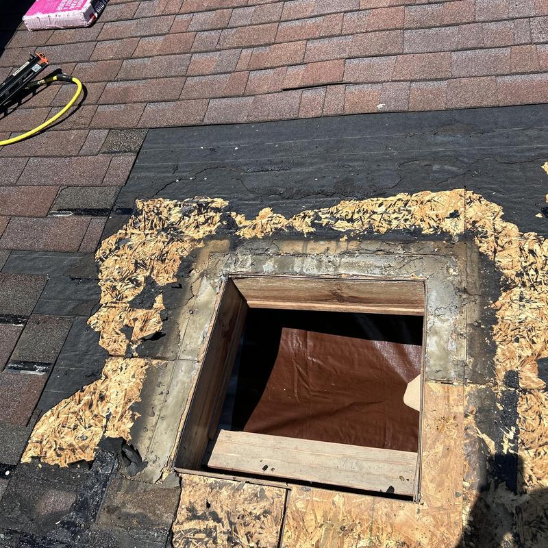 Skylight removal and roof patch with Owens Corning shingles