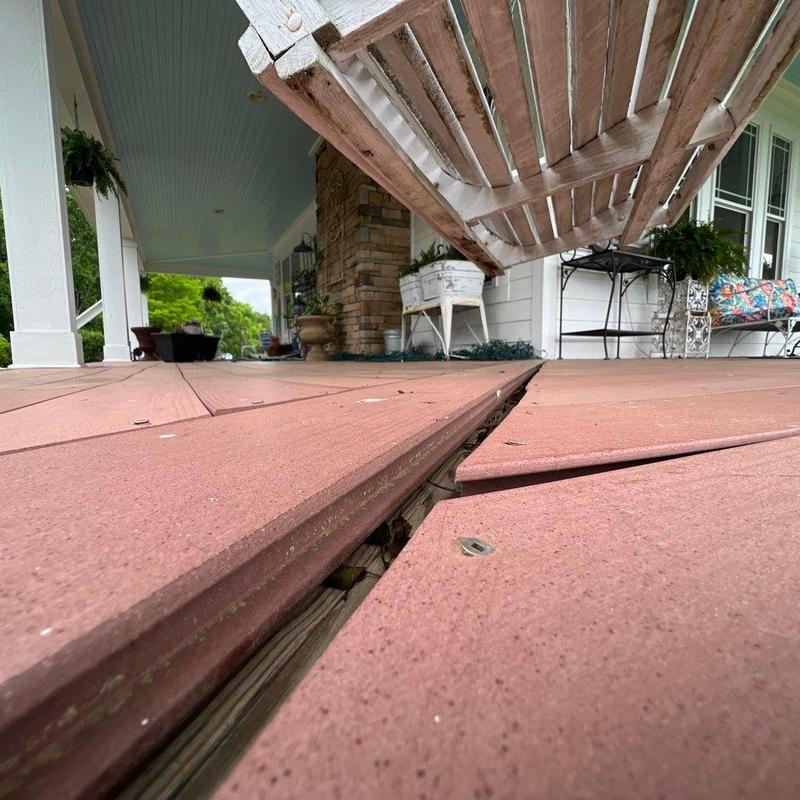 Composite deck boards lifting and separating gap