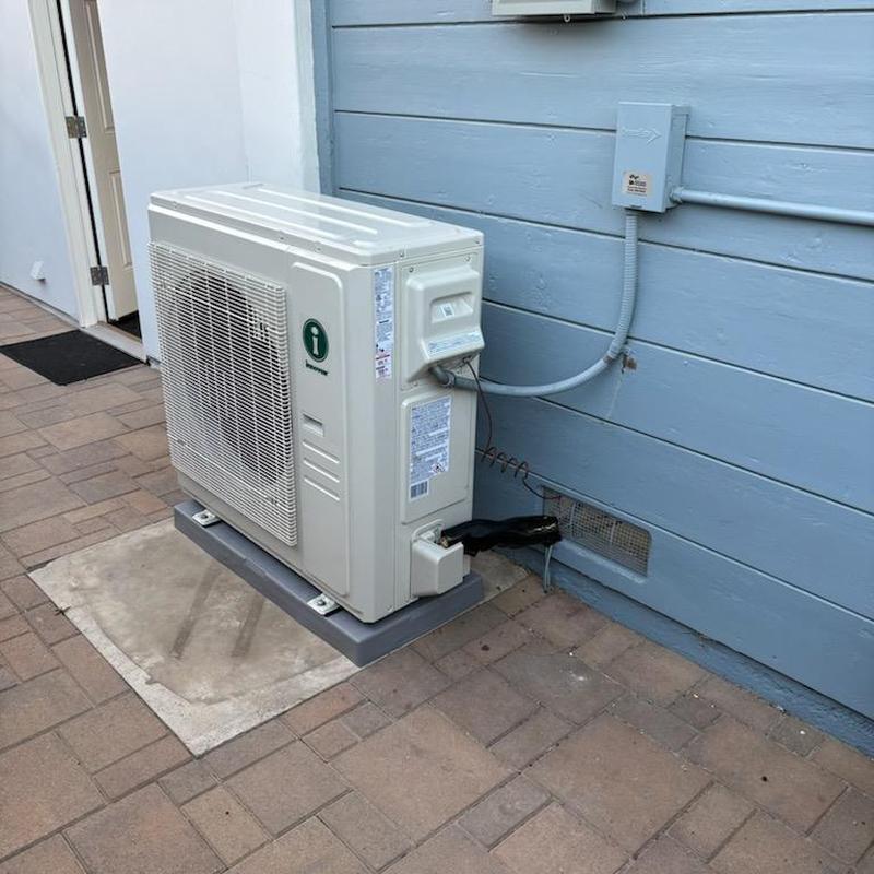 Innovair heat pump unit installed on patio