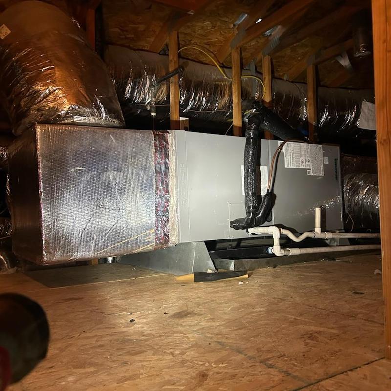 Innovair heat pump system installed in attic space
