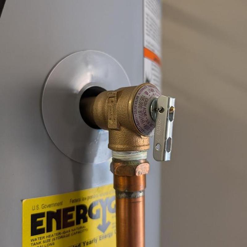 T and P valve on gas water heater with copper pipe