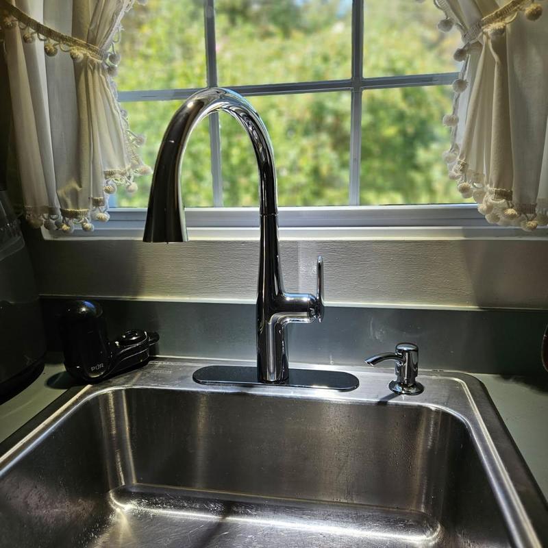 Kohler kitchen faucet with pull-out spray and soap dispenser