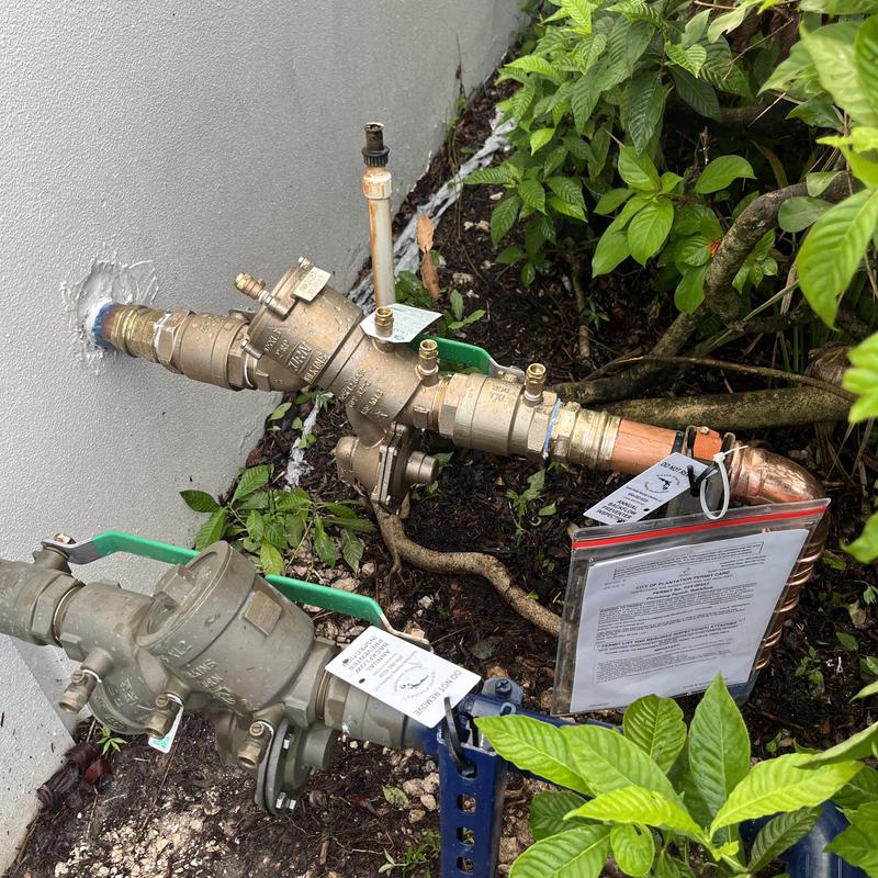 Wilkins 975XL3 backflow preventer installation outdoors