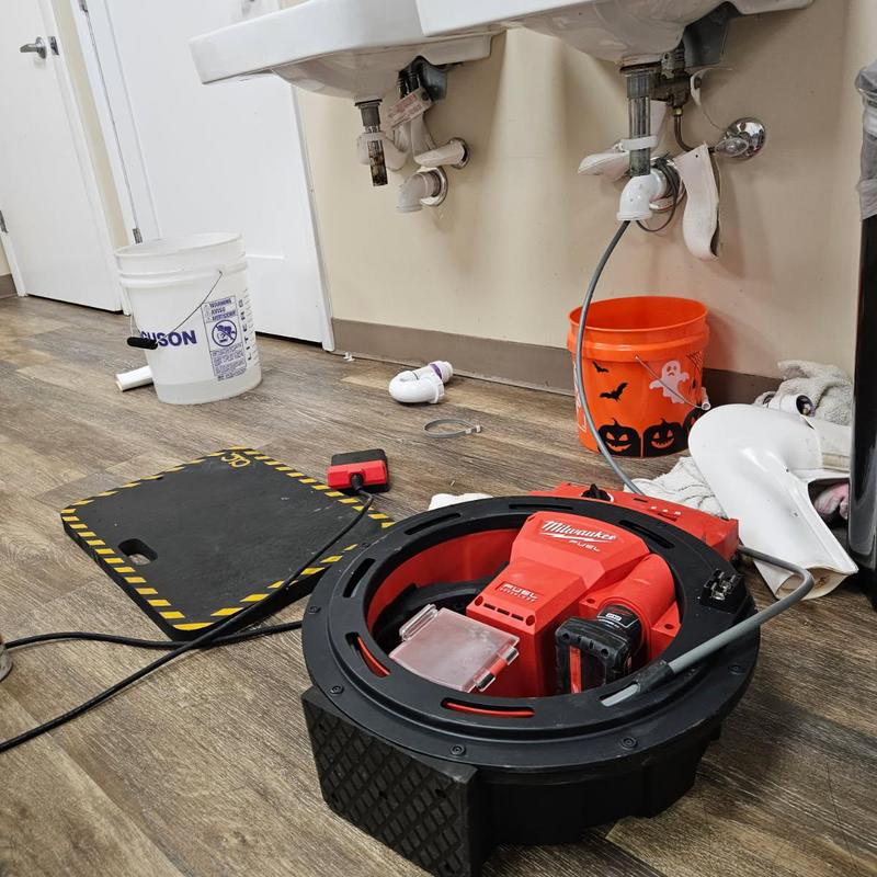 Lavatory sink drain line with snake tool in Edgewater