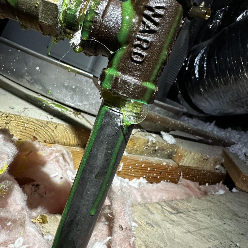 Sediment trap with gas leak and sealant applied