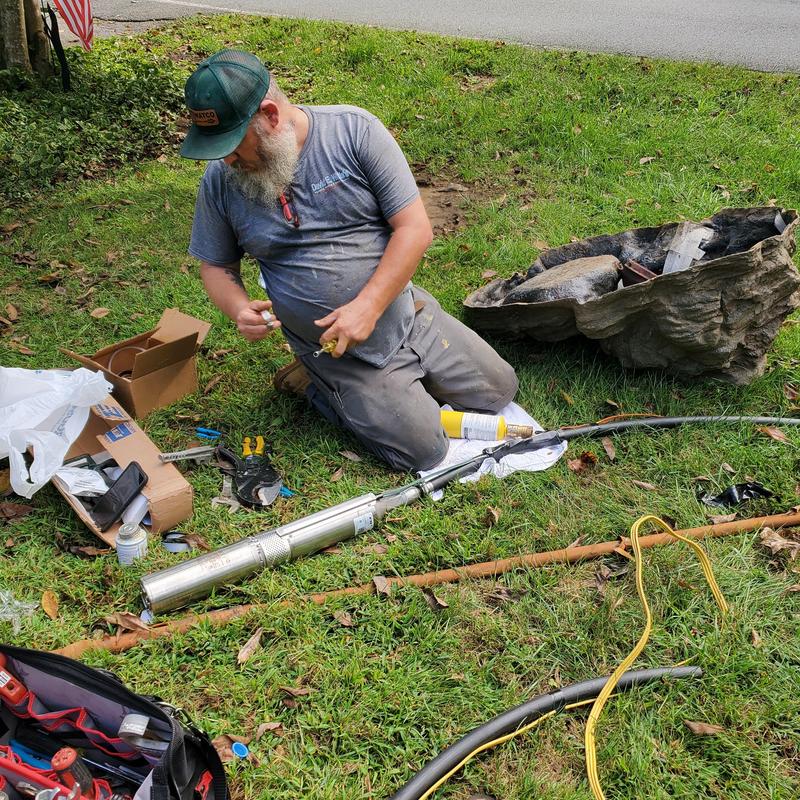 Flint & Walling submersible well pump on grass installation