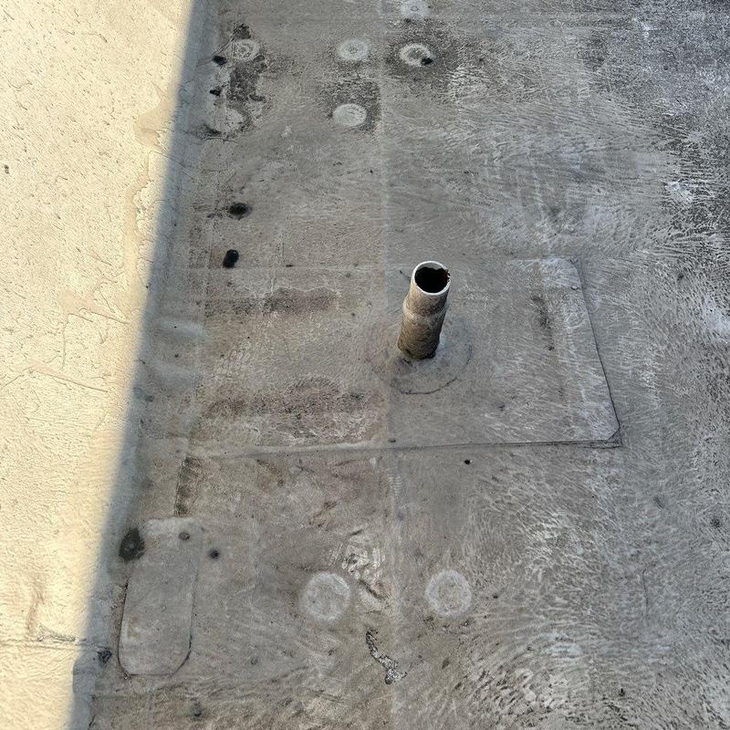 Commercial flat roof vent pipe and membrane damage