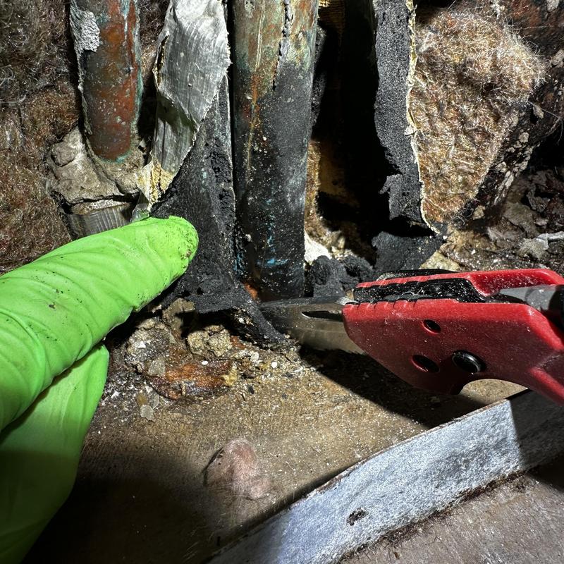 Copper water line with pinhole leak repair tools