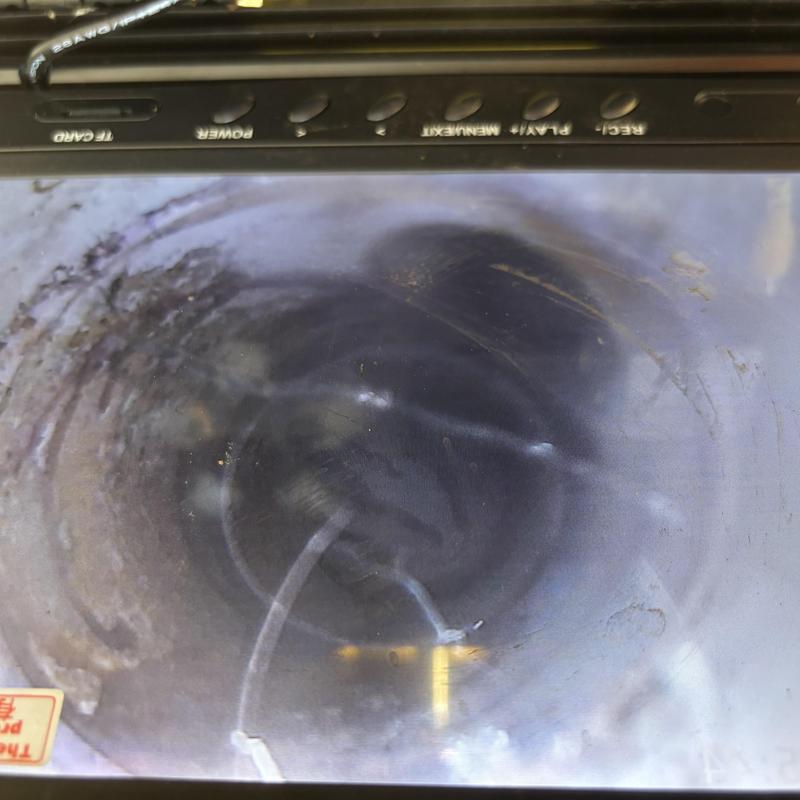 Sewer pipe interior camera inspection screen view