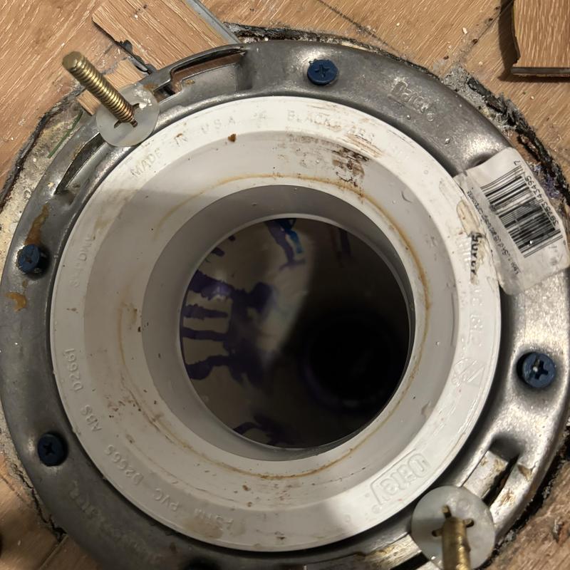 Toilet flange installation and adjustment in floor opening