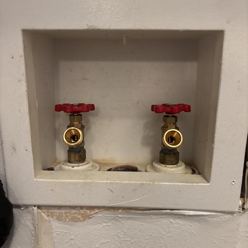 Laundry washer shut off valves in recessed box