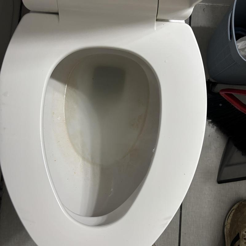 Toilet bowl with light staining in bathroom restroom