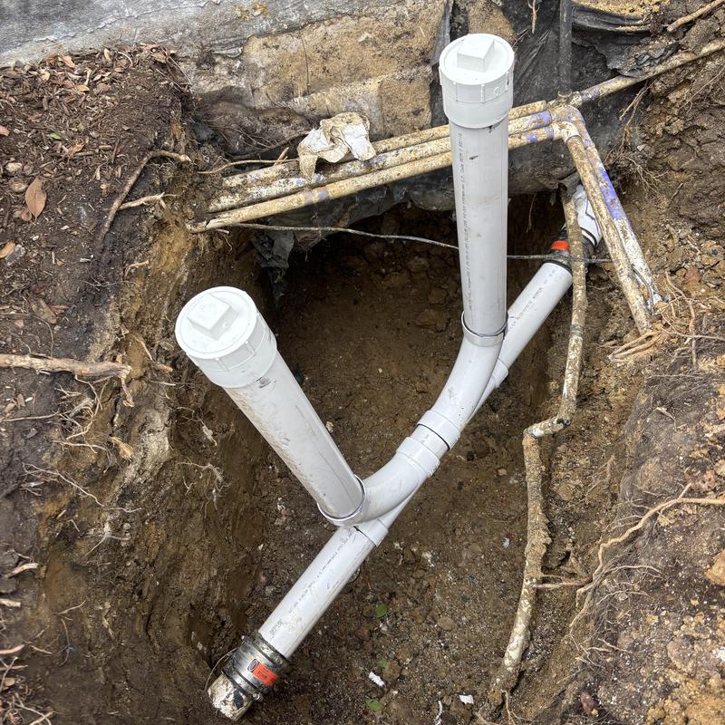 PVC double clean outs with root intrusion repair