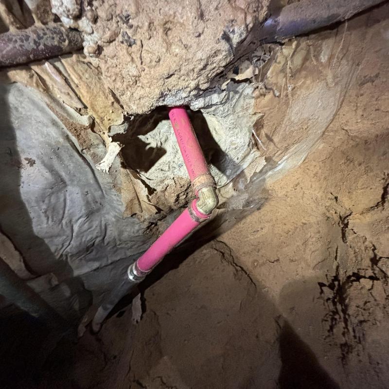 PEX-B water line replacement in soil trench under slab