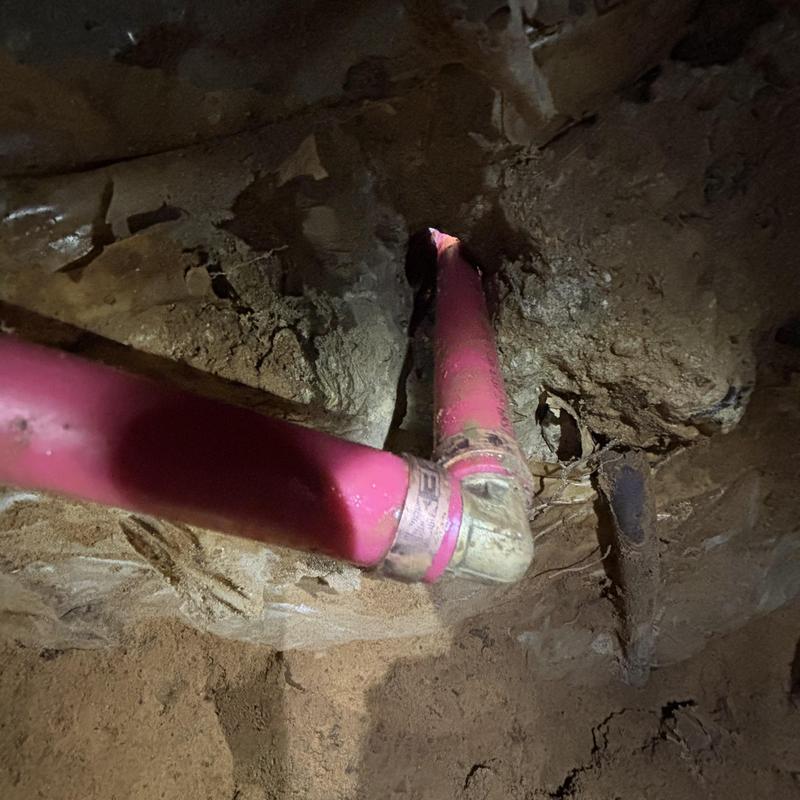 PEX-B slab leak pipe replacement underground junction