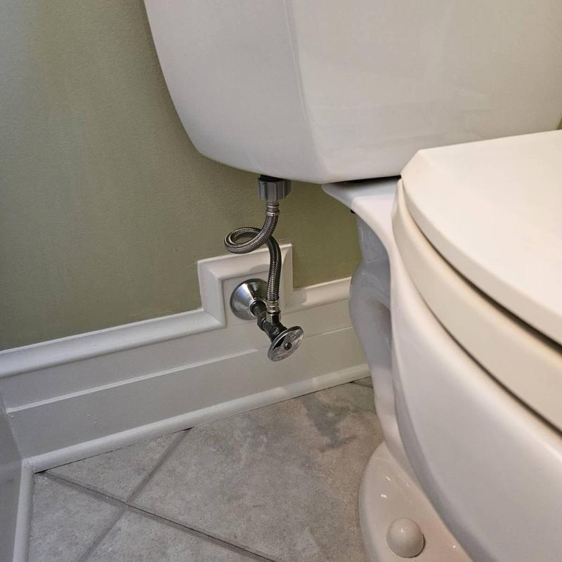 Toilet supply line installation with shutoff valve