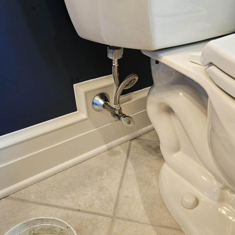 Toilet supply line installation with shutoff valve