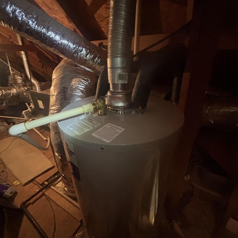 Gas water heater with new supply lines in attic