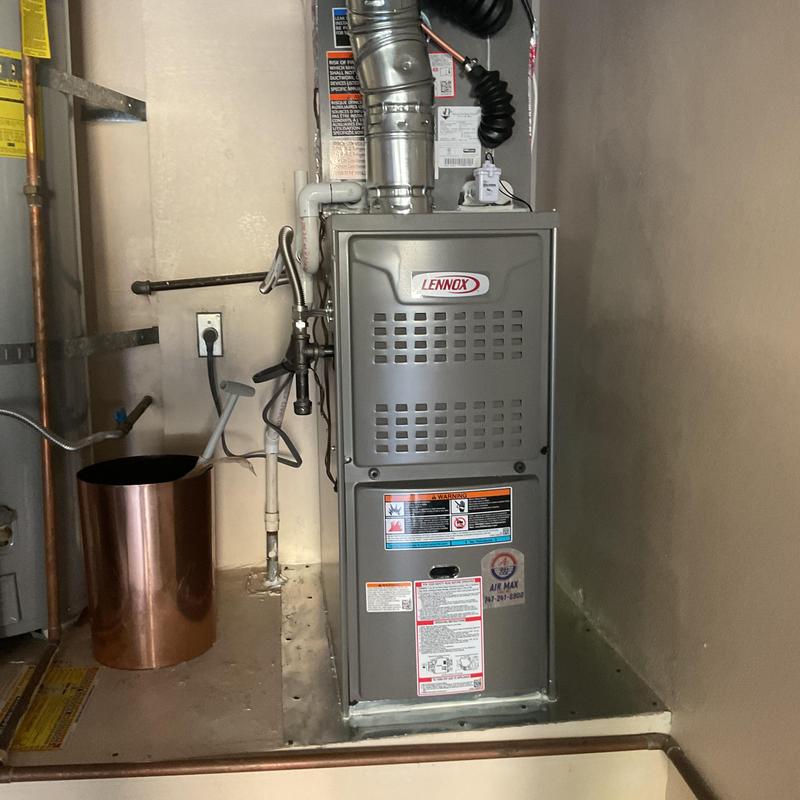 ML180 Lennox furnace installation in residential closet