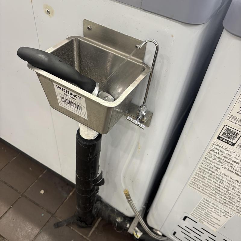 Stainless steel handwash sink with faucet installation