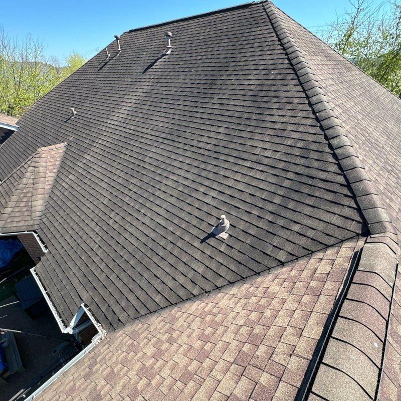 Asphalt shingle roof with hail and wind damage inspection