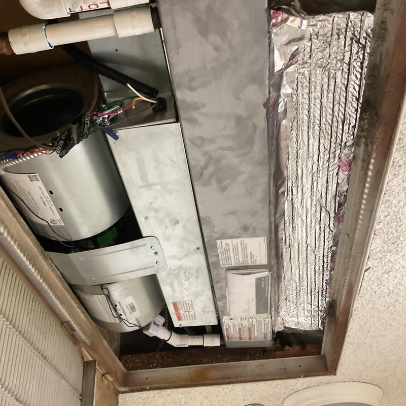 HX Ceiling Fan Coil air handler with ductwork and wiring