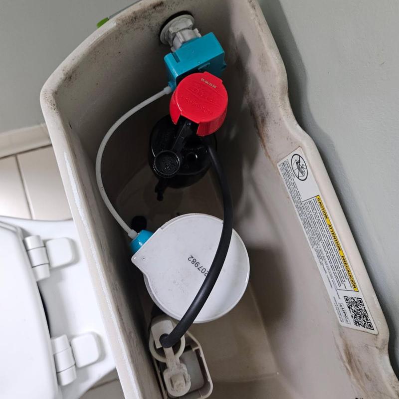 Fluidmaster ball cock with angle valve in toilet tank