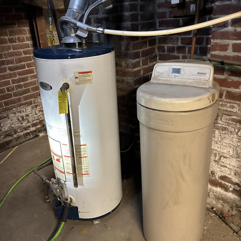 Water heater and water softener unit in basement