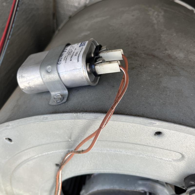 HVAC blower motor capacitor with wiring connections