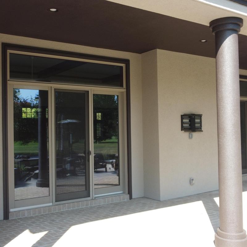 Exterior doors and trim with fresh satin and flat paint Exterior doors and trim with fresh satin and flat paint