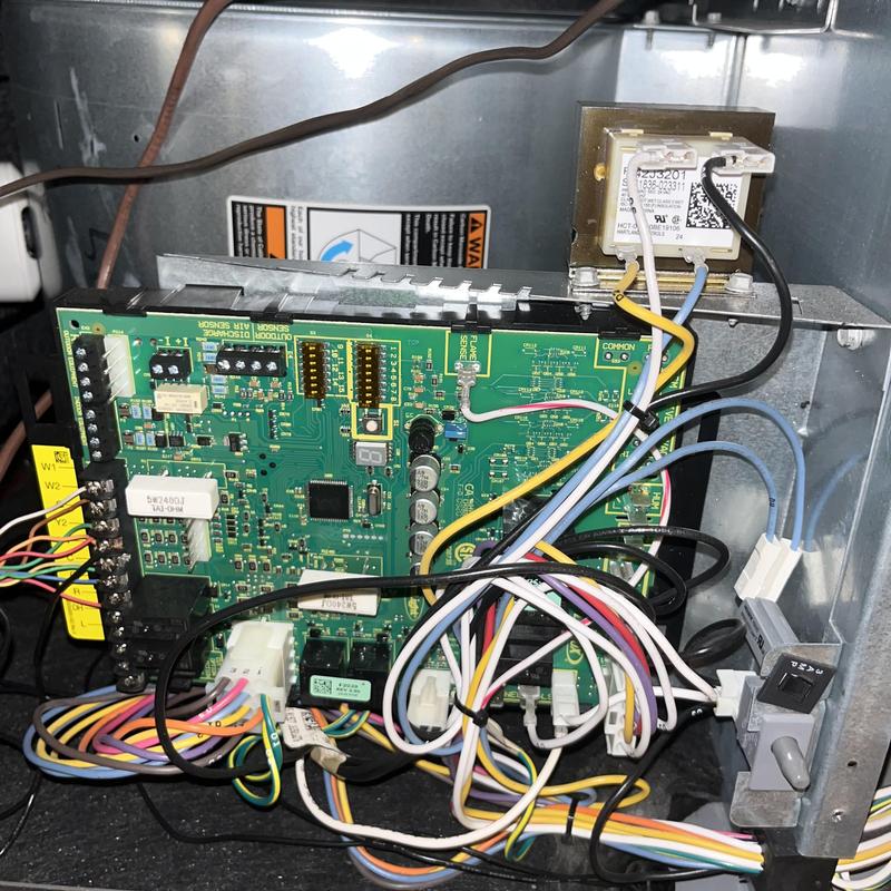 HVAC control board with wiring connections