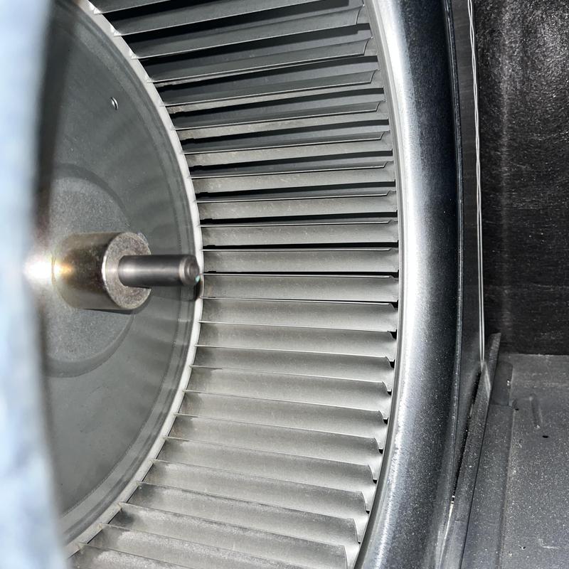 HVAC blower wheel during preventative maintenance check