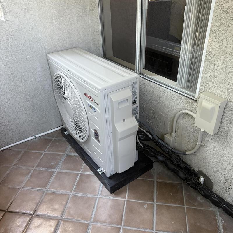 Ductless mini-split outdoor condenser unit installed