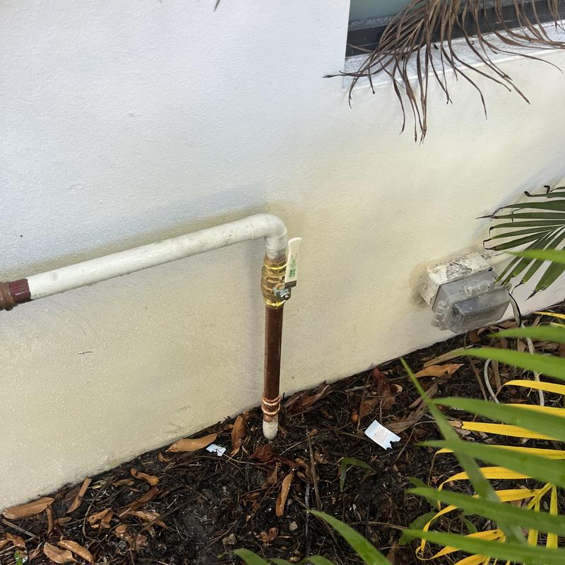 Ball valve and filter system piping installation outdoors