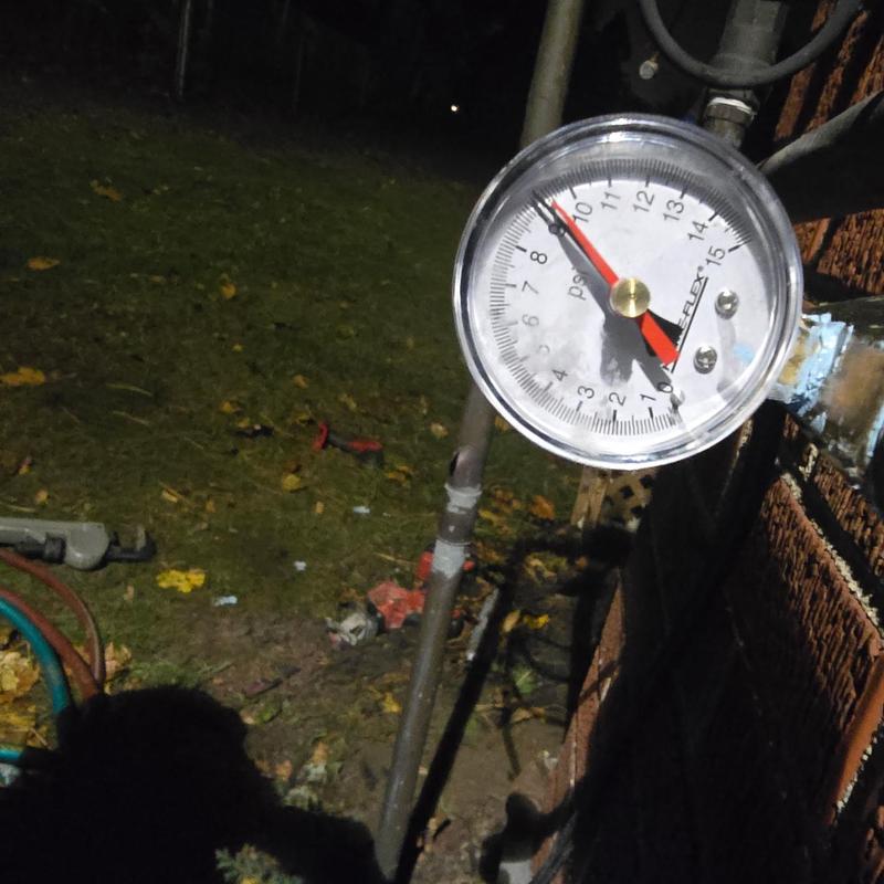 Gas pressure gauge on rerouted attic gas line