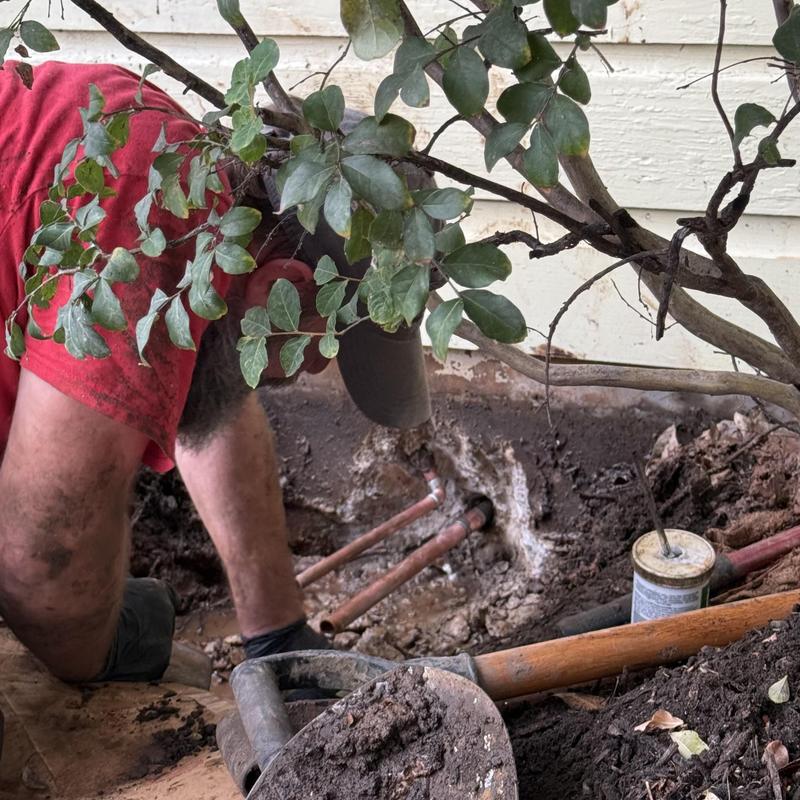 Main water line excavation near broken shut off valve