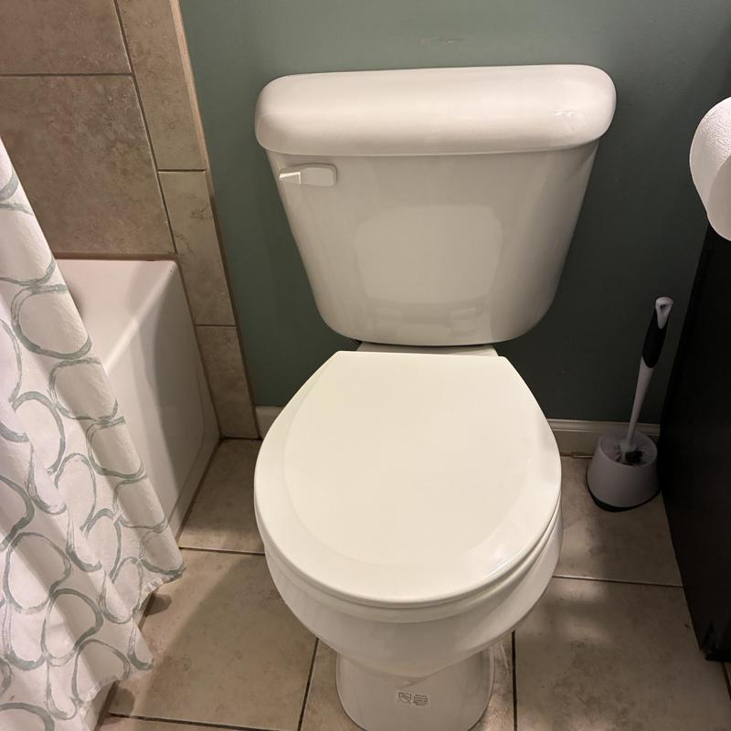 Round bowl toilet standard height installation in bathroom
