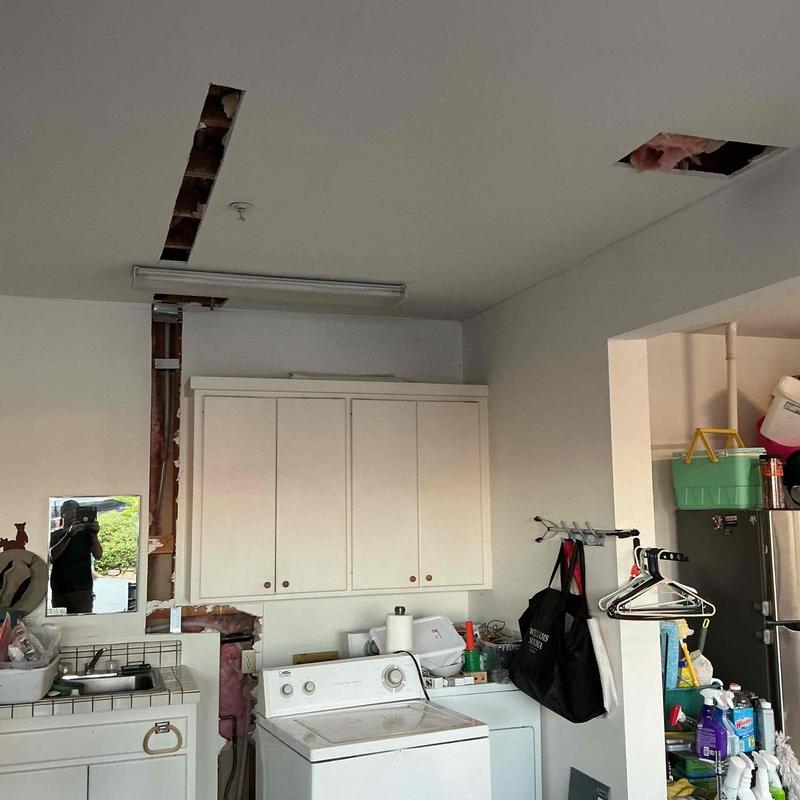 Hot water line rerouted with PEX piping overhead