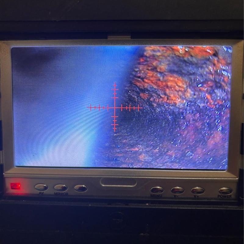 Sewer pipe video inspection showing blockage area