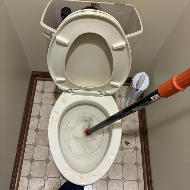 Toilet bowl with plunger clearing clog and vape pen removal