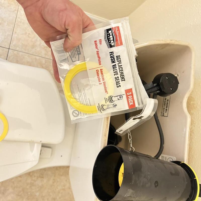 Toilet flush valve seals held above tank interior