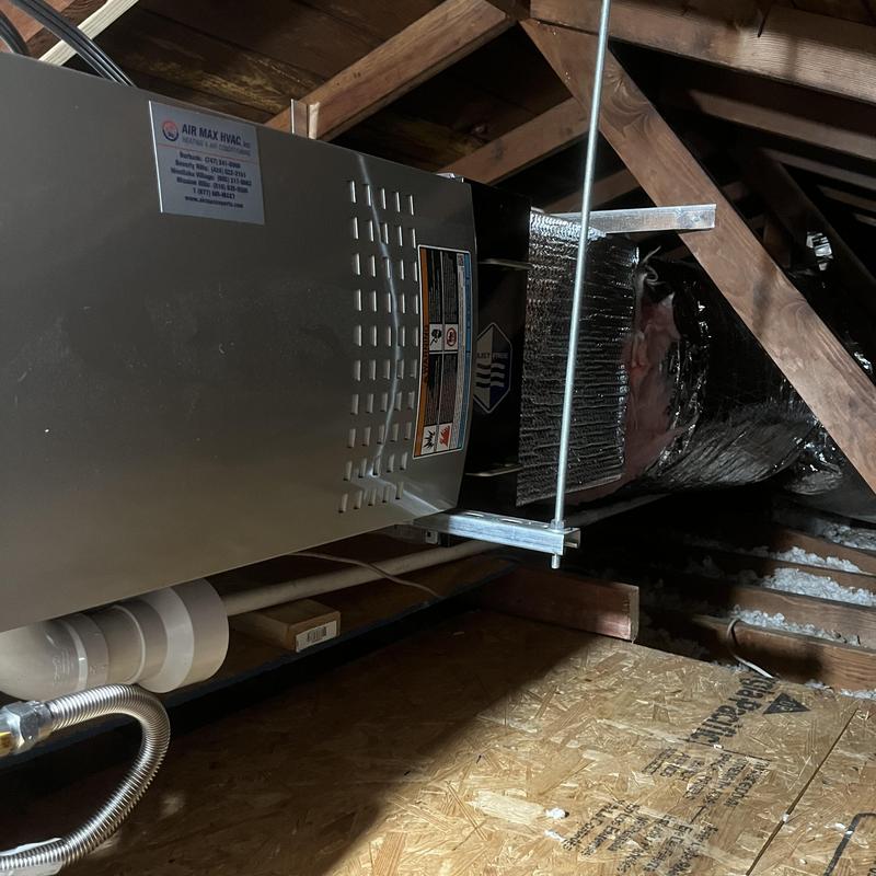 Furnace installation and ductwork in attic space