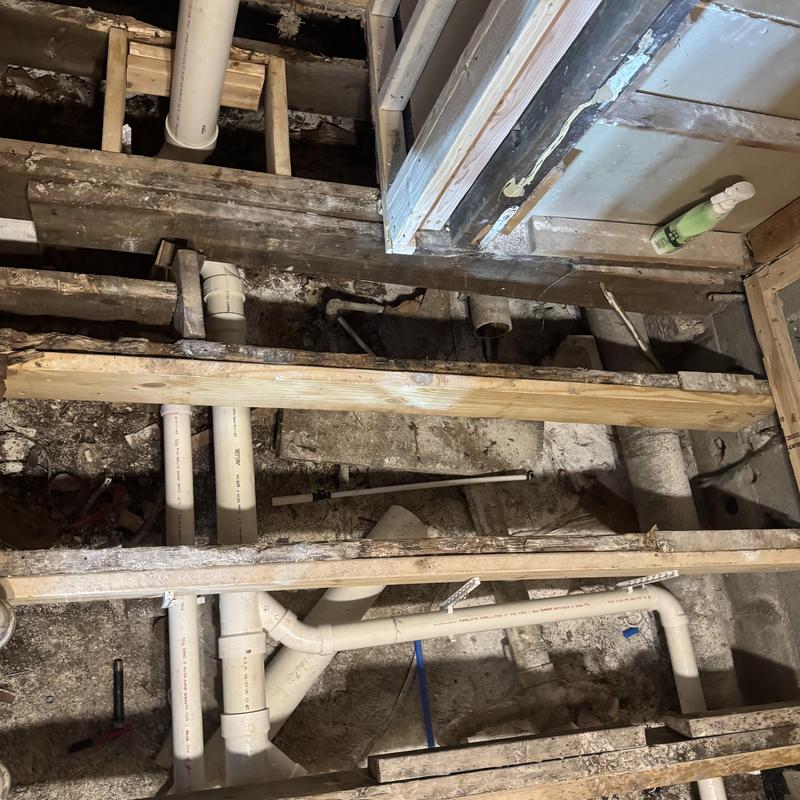 2-inch PVC kitchen drain with P-trap and studor vent installation