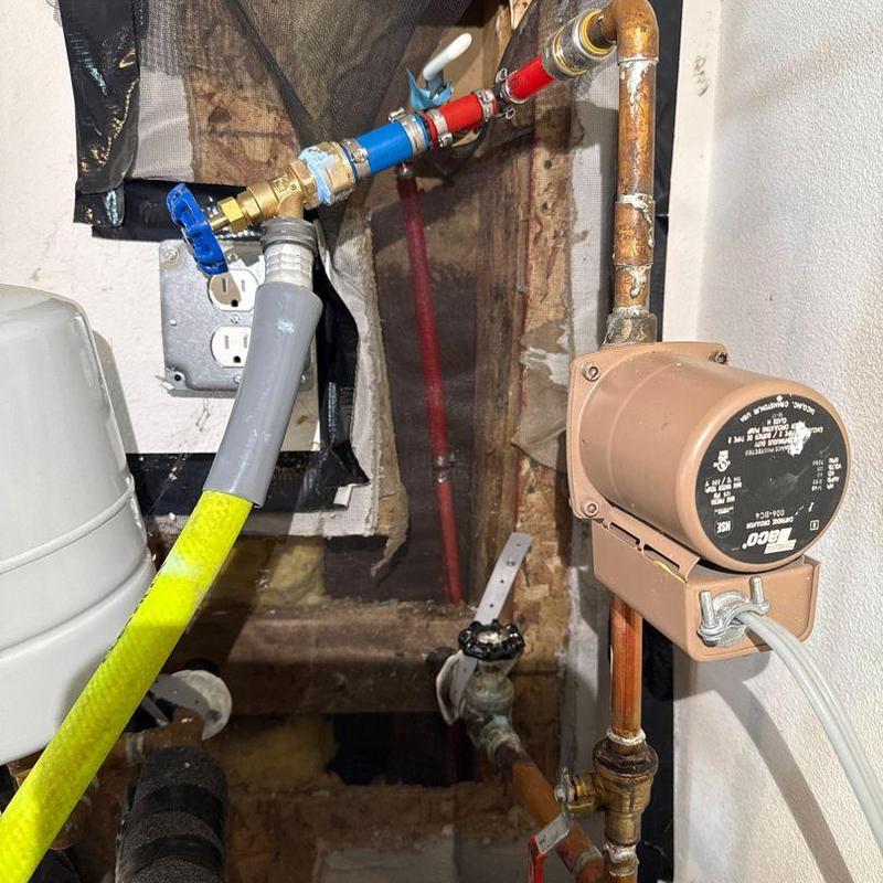 PEX water supply line with new ball valve and fittings