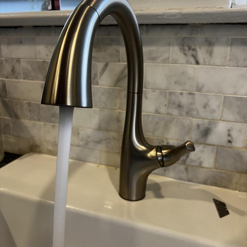 Kitchen faucet with water flow installation