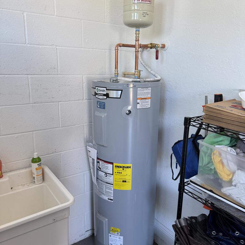 50 gal electric water heater with copper piping and expansion tank